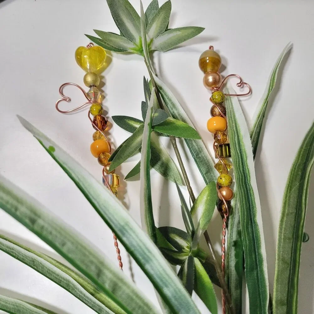 Fairy Garden Stake 058Ly# Beaded Fairy wands plant stakes suncatcher plant deco